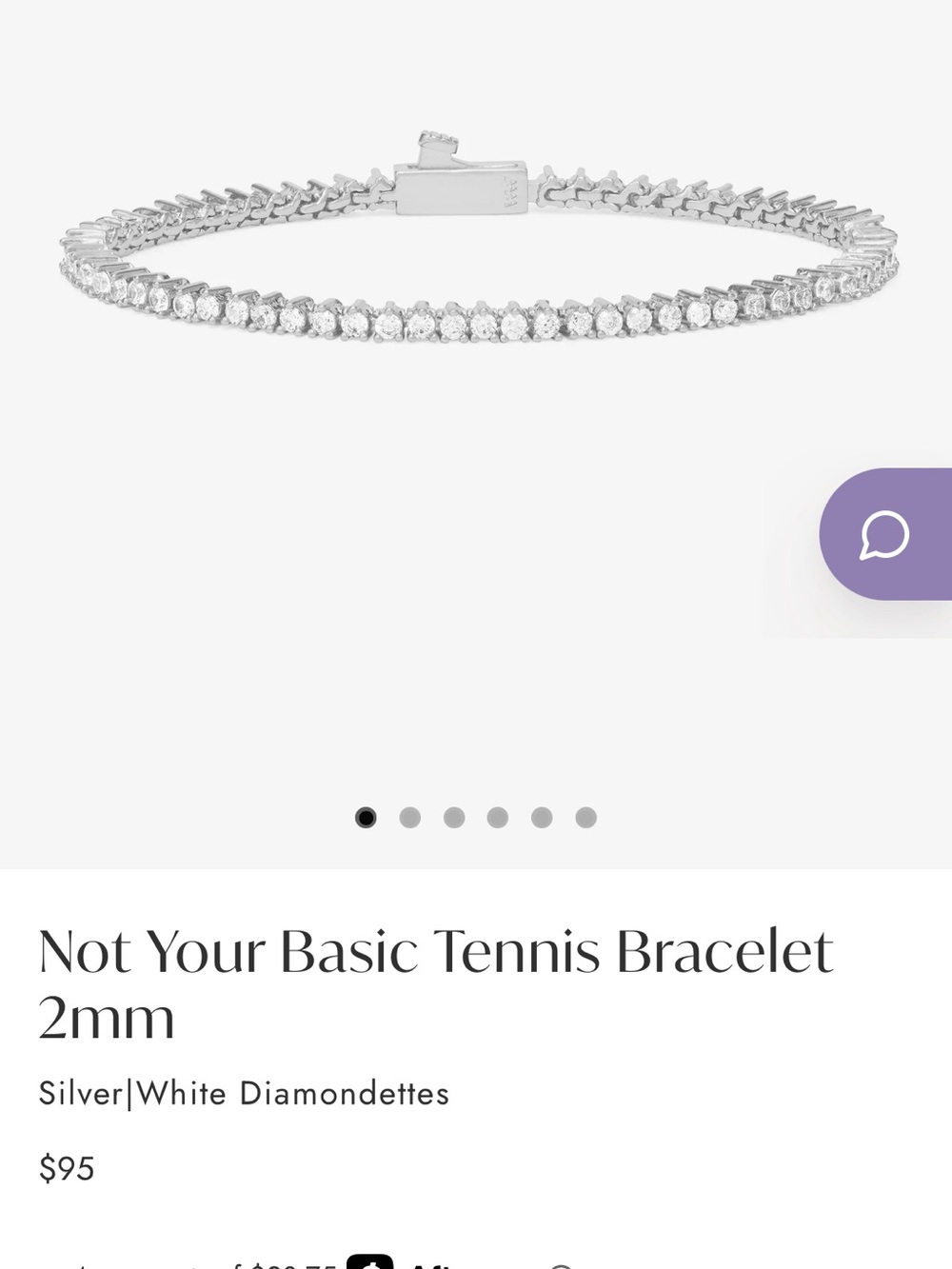 Melinda Maria Not Your Basic Tennis Bracelet Silver 6.5”